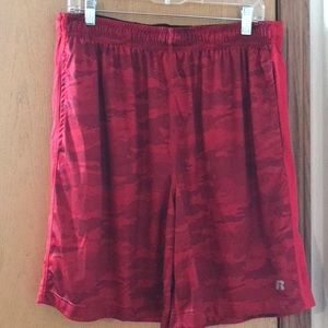 Red camo basketball shorts